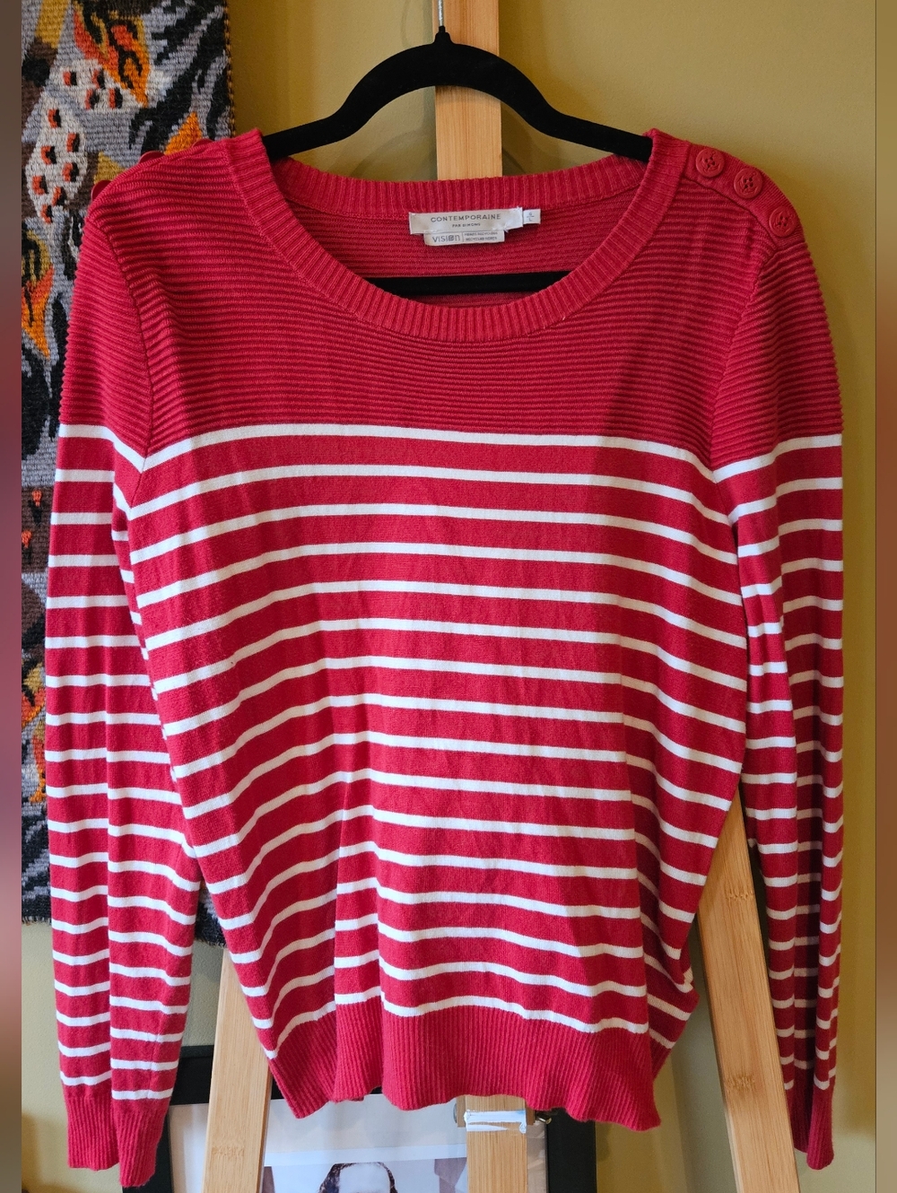 Simons Contemporaine red and white striped mariniere longsleeved size large